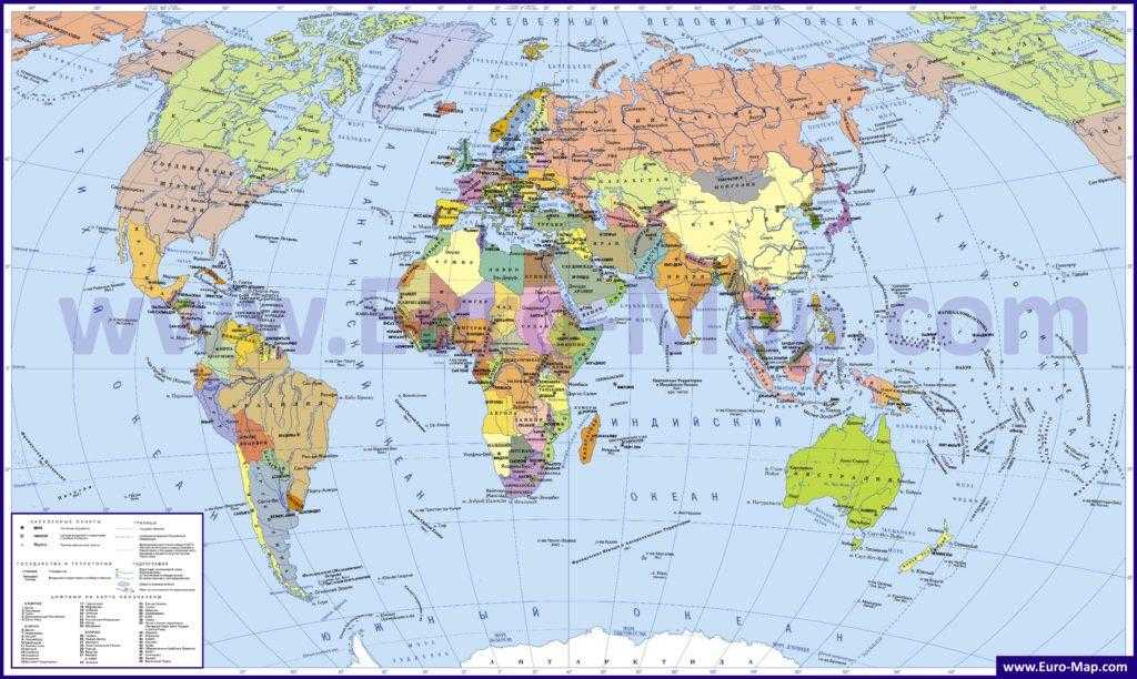 Карта мира 2023: Яркая, на русском языке, скачать
